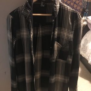 Black and off white button down